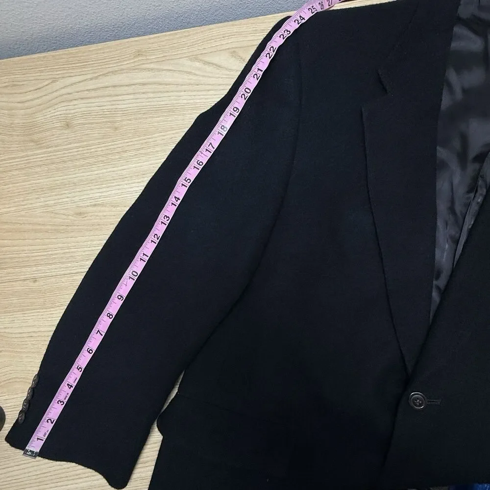 Vtg 100% Camel Hair Blazer Size 44 R Black Formal Event Career Business Wedding